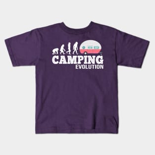 Cute Camping Girls Evolution - Camper Van Woman gift Kids T-Shirt